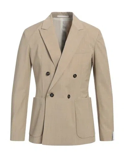 Paolo Pecora Man Blazer Beige Size 40 Polyester, Wool, Elastane