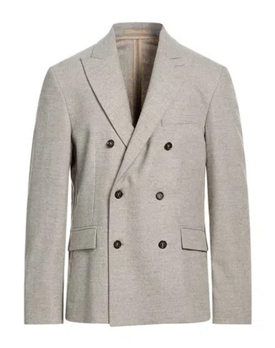 Paolo Pecora Man Blazer Beige Size 40 Wool, Polyester, Viscose, Polyamide, Elastane In Gray