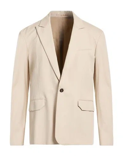 Paolo Pecora Man Blazer Beige Size 42 Lyocell, Cotton In Neutral