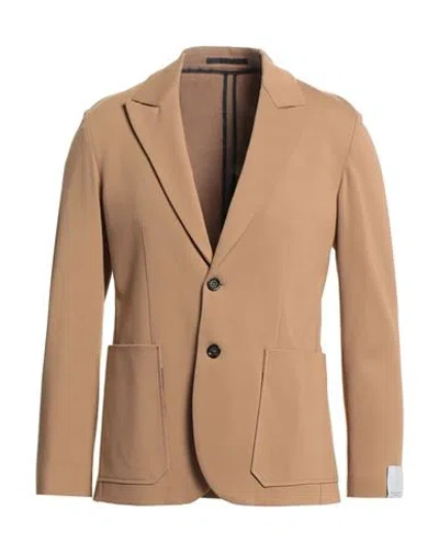 Paolo Pecora Man Blazer Camel Size 36 Viscose, Polyamide, Elastane In Sand