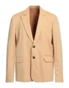 Paolo Pecora Man Blazer Camel Size 36 Cotton, Linen, Elastane In Beige