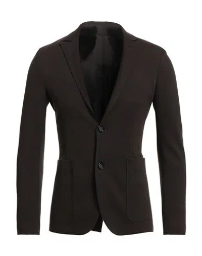Paolo Pecora Man Blazer Dark Brown Size 40 Viscose, Wool, Polyamide, Elastane