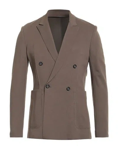 Paolo Pecora Man Blazer Taupe Size 40 Viscose, Polyamide, Elastane In Gray