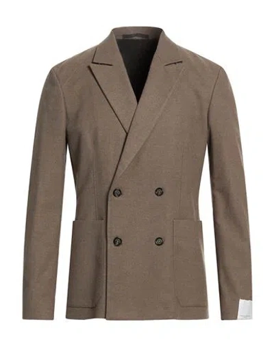 Paolo Pecora Man Blazer Taupe Size 44 Polyester, Viscose, Elastane In Gray
