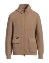 Paolo Pecora Man Cardigan Camel Size Xl Polyamide, Viscose, Wool, Cashmere In Beige