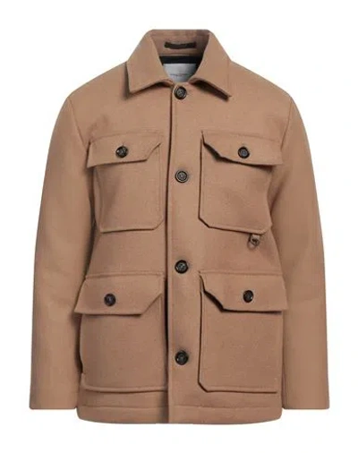Paolo Pecora Man Coat Camel Size 44 Wool, Polyester, Polyamide, Acrylic In Beige