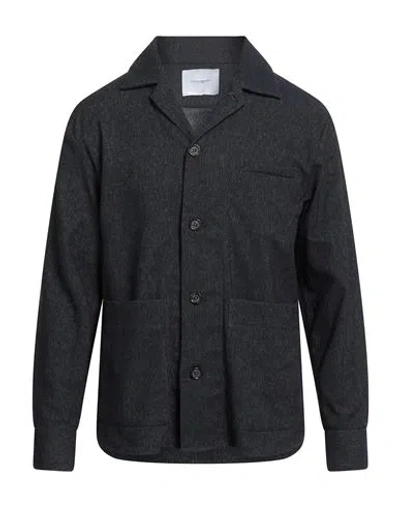 Paolo Pecora Man Denim Shirt Blue Size 40 Cotton, Polyester, Viscose, Elastane In Gray