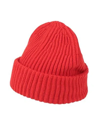 Paolo Pecora Man Hat Tomato Red Size S Virgin Wool
