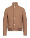 Paolo Pecora Man Jacket Camel Size 42 Polyester, Wool, Elastane In Sand