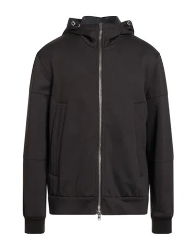 Paolo Pecora Man Jacket Dark Brown Size 44 Cotton, Polyamide In Black