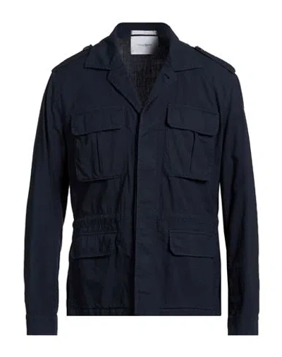Paolo Pecora Man Jacket Midnight Blue Size 40 Cotton, Elastane