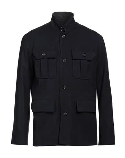 Paolo Pecora Man Jacket Midnight Blue Size 36 Polyester, Viscose, Elastane In Blue