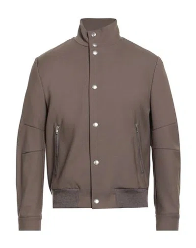 Paolo Pecora Man Jacket Taupe Size 40 Polyester, Wool, Elastane In Brown