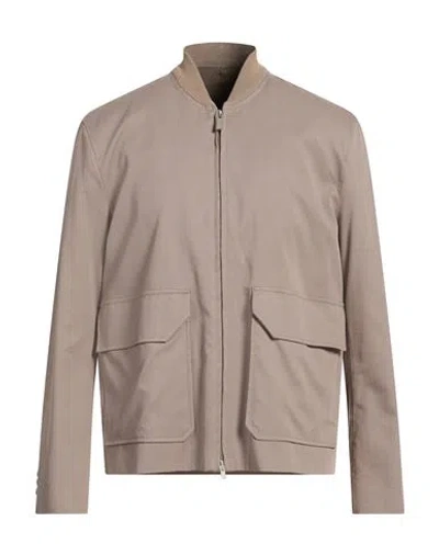 Paolo Pecora Man Jacket Taupe Size 44 Lyocell, Cotton In Gray