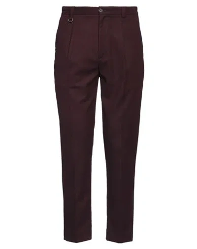 PAOLO PECORA PAOLO PECORA MAN PANTS BURGUNDY SIZE 36 POLYESTER, VISCOSE, ELASTANE