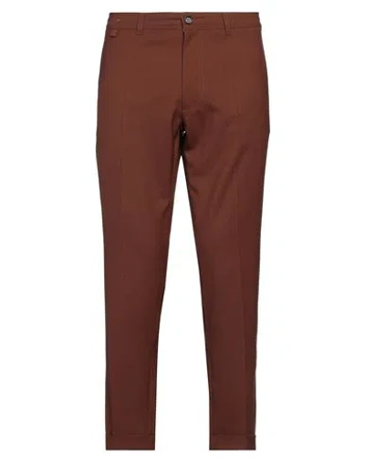 Paolo Pecora Man Pants Chocolate Brown Size 38 Polyester, Wool, Elastane
