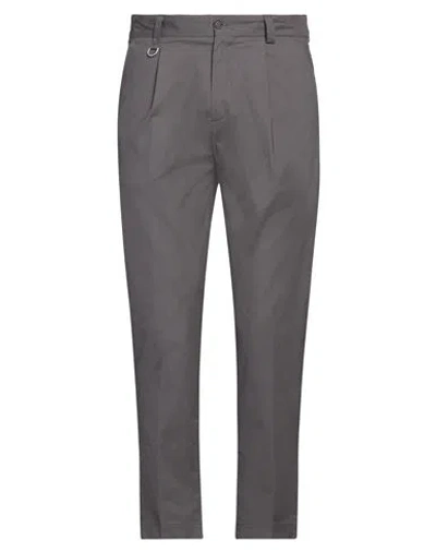 Paolo Pecora Man Pants Lead Size 34 Cotton, Elastane In Grey
