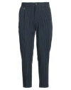 Paolo Pecora Man Pants Navy Size 36 Cotton, Elastane In Navy Blue