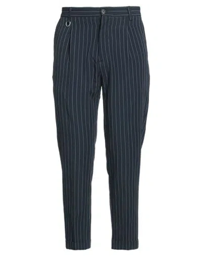 Paolo Pecora Man Pants Navy Size 36 Cotton, Elastane In Navy Blue