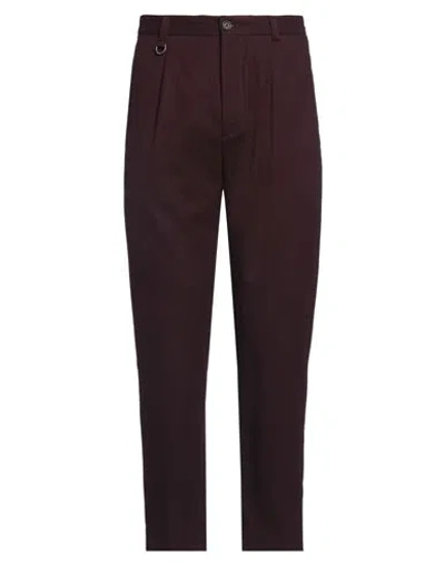 Paolo Pecora Man Pants Plum Size 34 Polyester, Viscose, Elastane In Purple