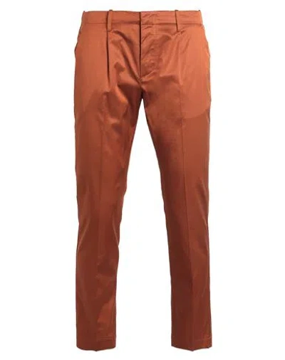 Paolo Pecora Man Pants Rust Size 38 Viscose, Cotton, Elastane In Brown