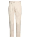 Paolo Pecora Man Pants Sand Size 30 Cotton, Linen, Elastane In Neutral