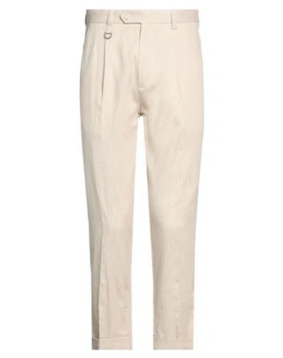 Paolo Pecora Man Pants Sand Size 30 Cotton, Linen, Elastane In Neutral