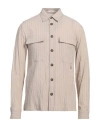 Paolo Pecora Man Shirt Beige Size 15 ¾ Cotton, Elastane