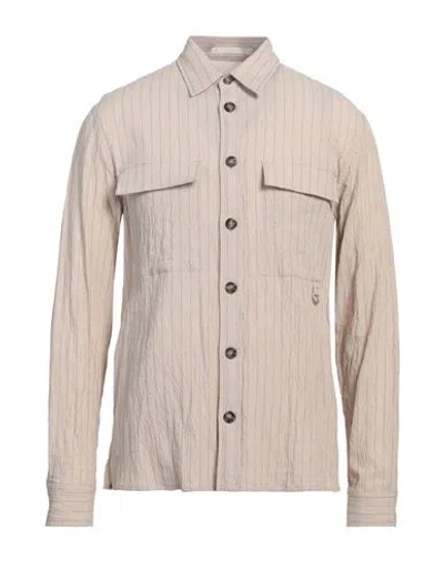 Paolo Pecora Man Shirt Beige Size 15 ¾ Cotton, Elastane