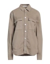 Paolo Pecora Man Shirt Beige Size 15 ¾ Cotton, Elastane In Beige