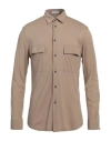 Paolo Pecora Man Shirt Beige Size 16 Cotton