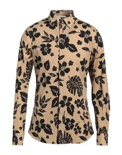 Paolo Pecora Man Shirt Beige Size 17 Cotton, Elastane