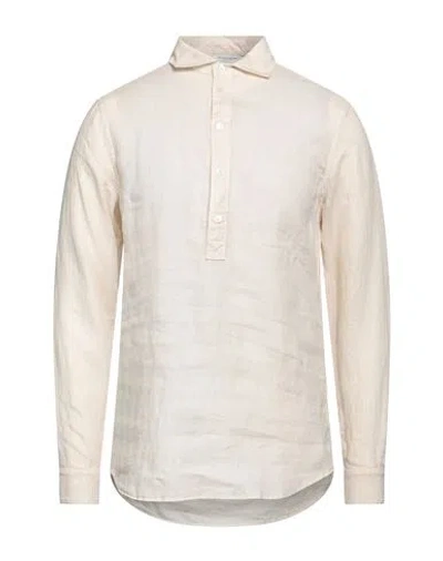 Paolo Pecora Man Shirt Beige Size 17 Linen, Cotton
