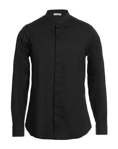 Paolo Pecora Man Shirt Black Size 17 Cotton, Elastane