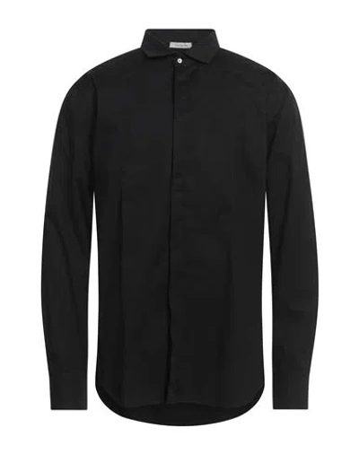 Paolo Pecora Man Shirt Black Size 17 Cotton, Elastane In Black