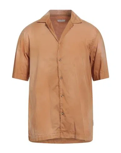 Paolo Pecora Man Shirt Camel Size 15 ¾ Cotton In Sand