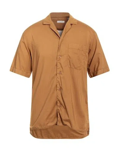 Paolo Pecora Man Shirt Camel Size 17 Cotton In Beige