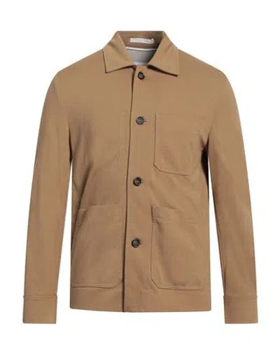 Paolo Pecora Man Shirt Camel Size 38 Viscose, Polyamide, Elastane In Beige