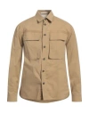 Paolo Pecora Man Shirt Camel Size 40 Cotton, Elastane In Beige