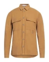 Paolo Pecora Man Shirt Camel Size Xl Cotton, Elastane In Beige