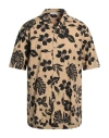 Paolo Pecora Man Shirt Camel Size Xxl Cotton, Elastane In Beige