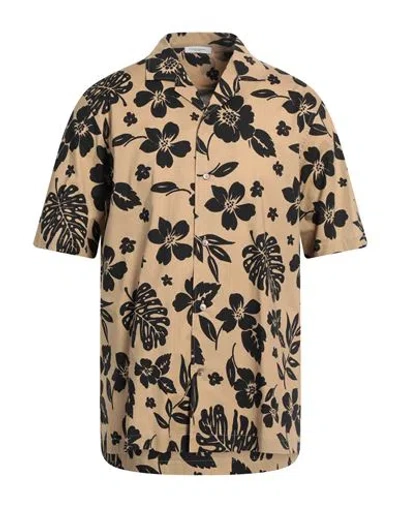 Paolo Pecora Man Shirt Camel Size Xxl Cotton, Elastane In Beige