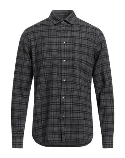 Paolo Pecora Man Shirt Charcoal Size 15 ¾ Cotton In Grey
