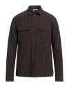 Paolo Pecora Man Shirt Dark Brown Size M Cotton, Elastane