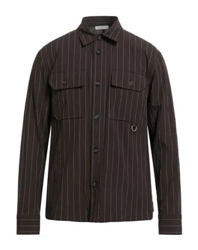 Paolo Pecora Man Shirt Dark Brown Size M Cotton, Elastane