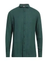 Paolo Pecora Man Shirt Dark Green Size 17 Linen