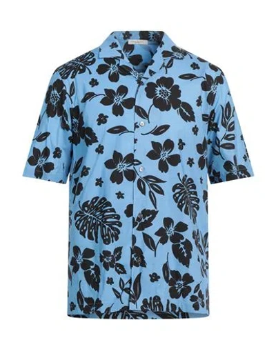 Paolo Pecora Man Shirt Light Blue Size M Cotton, Elastane