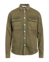 Paolo Pecora Man Shirt Military Green Size Xl Cotton, Elastane