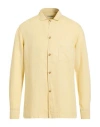Paolo Pecora Man Shirt Pastel Yellow Size 16 ½ Linen In Yellow