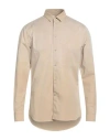 Paolo Pecora Man Shirt Sand Size 15 ¾ Cotton, Elastane In Brown
